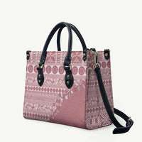 Fiji Marau na Kerisimasi Leather Bag Dusty Rose Tagimoucia Tapa Masi Tribal LT9 Pink - Polynesian Pride