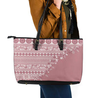 Fiji Marau na Kerisimasi Leather Tote Bag Dusty Rose Tagimoucia Tapa Masi Tribal LT9 - Polynesian Pride