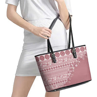Fiji Marau na Kerisimasi Leather Tote Bag Dusty Rose Tagimoucia Tapa Masi Tribal LT9 - Polynesian Pride