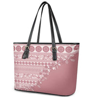 Fiji Marau na Kerisimasi Leather Tote Bag Dusty Rose Tagimoucia Tapa Masi Tribal LT9 - Polynesian Pride