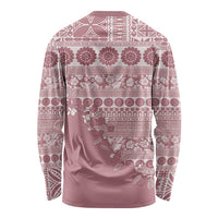 Fiji Marau na Kerisimasi Long Sleeve Shirt Dusty Rose Tagimoucia Tapa Masi Tribal LT9 - Polynesian Pride