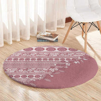 Fiji Marau na Kerisimasi Round Carpet Dusty Rose Tagimoucia Tapa Masi Tribal LT9 - Polynesian Pride