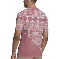 Fiji Marau na Kerisimasi Rugby Jersey Dusty Rose Tagimoucia Tapa Masi Tribal LT9 - Polynesian Pride