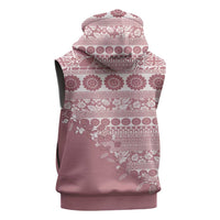 Fiji Marau na Kerisimasi Sleeveless Hoodie Dusty Rose Tagimoucia Tapa Masi Tribal LT9 - Polynesian Pride
