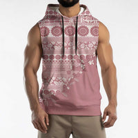 Fiji Marau na Kerisimasi Sleeveless Hoodie Dusty Rose Tagimoucia Tapa Masi Tribal LT9 - Polynesian Pride