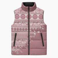 Fiji Marau na Kerisimasi Sleeveless Puffer Jacket Dusty Rose Tagimoucia Tapa Masi Tribal LT9 Unisex Pink - Polynesian Pride