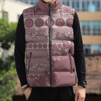 Fiji Marau na Kerisimasi Sleeveless Puffer Jacket Dusty Rose Tagimoucia Tapa Masi Tribal LT9 - Polynesian Pride