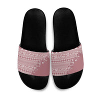 Fiji Marau na Kerisimasi Slide Sandals Dusty Rose Tagimoucia Tapa Masi Tribal LT9 Pink - Polynesian Pride