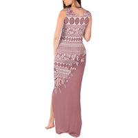 Fiji Marau na Kerisimasi Tank Maxi Dress Dusty Rose Tagimoucia Tapa Masi Tribal LT9 - Polynesian Pride