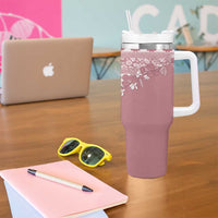 Fiji Marau na Kerisimasi Tumbler With Handle Dusty Rose Tagimoucia Tapa Masi Tribal LT9 - Polynesian Pride