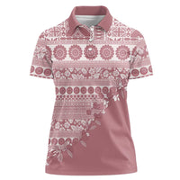Fiji Marau na Kerisimasi Women Polo Shirt Dusty Rose Tagimoucia Tapa Masi Tribal LT9 Female Pink - Polynesian Pride