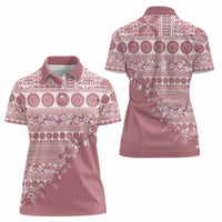 Fiji Marau na Kerisimasi Women Polo Shirt Dusty Rose Tagimoucia Tapa Masi Tribal LT9 - Polynesian Pride