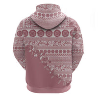 Fiji Marau na Kerisimasi Zip Hoodie Dusty Rose Tagimoucia Tapa Masi Tribal LT9 - Polynesian Pride