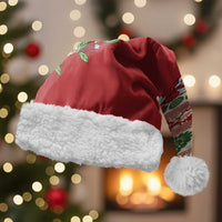 Fiji Marau na Kerisimasi Christmas Santa Hat Red Tagimoucia Tapa Masi Tribal LT9 With Fur Red - Polynesian Pride