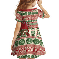 Fiji Marau na Kerisimasi Family Matching Short Sleeve Bodycon Dress and Hawaiian Shirt Red Tagimoucia Tapa Masi Tribal LT9 - Polynesian Pride