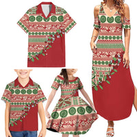 Fiji Marau na Kerisimasi Family Matching Summer Maxi Dress and Hawaiian Shirt Red Tagimoucia Tapa Masi Tribal LT9 - Polynesian Pride