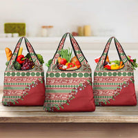 Fiji Marau na Kerisimasi Grocery Bag Red Tagimoucia Tapa Masi Tribal LT9 3-pack One Size Red - Polynesian Pride
