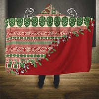Fiji Marau na Kerisimasi Hooded Blanket Red Tagimoucia Tapa Masi Tribal LT9 - Polynesian Pride