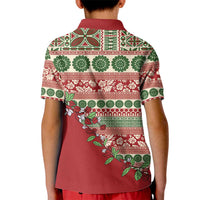 Fiji Marau na Kerisimasi Kid Polo Shirt Red Tagimoucia Tapa Masi Tribal LT9 - Polynesian Pride