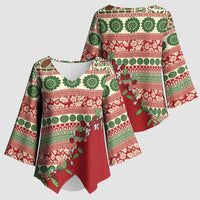 Fiji Marau na Kerisimasi Kimono Sleeve Blouse Red Tagimoucia Tapa Masi Tribal LT9 - Polynesian Pride