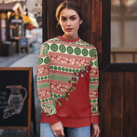 Fiji Marau na Kerisimasi Ugly Christmas Sweater Red Tagimoucia Tapa Masi Tribal LT9 - Polynesian Pride