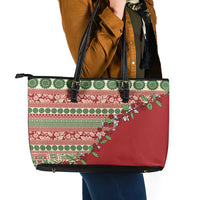 Fiji Marau na Kerisimasi Leather Tote Bag Red Tagimoucia Tapa Masi Tribal LT9 - Polynesian Pride