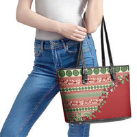 Fiji Marau na Kerisimasi Leather Tote Bag Red Tagimoucia Tapa Masi Tribal LT9 - Polynesian Pride