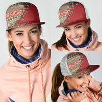 Fiji Marau na Kerisimasi Mesh Trucker Cap Red Tagimoucia Tapa Masi Tribal - Polynesian Pride