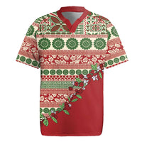 Fiji Marau na Kerisimasi Rugby Jersey Red Tagimoucia Tapa Masi Tribal LT9 Red - Polynesian Pride