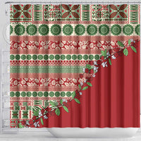 Fiji Marau na Kerisimasi Shower Curtain Red Tagimoucia Tapa Masi Tribal LT9 - Polynesian Pride