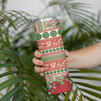 Fiji Marau na Kerisimasi Skinny Tumbler Red Tagimoucia Tapa Masi Tribal LT9 - Polynesian Pride
