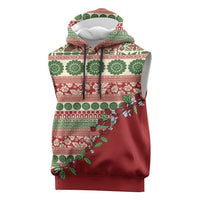 Fiji Marau na Kerisimasi Sleeveless Hoodie Red Tagimoucia Tapa Masi Tribal LT9 Red - Polynesian Pride