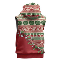 Fiji Marau na Kerisimasi Sleeveless Hoodie Red Tagimoucia Tapa Masi Tribal LT9 - Polynesian Pride