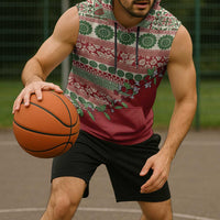 Fiji Marau na Kerisimasi Sleeveless Hoodie Red Tagimoucia Tapa Masi Tribal LT9 - Polynesian Pride