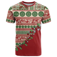 Fiji Marau na Kerisimasi T Shirt Red Tagimoucia Tapa Masi Tribal LT9 Red - Polynesian Pride
