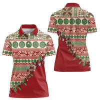 Fiji Marau na Kerisimasi Women Polo Shirt Red Tagimoucia Tapa Masi Tribal LT9 - Polynesian Pride