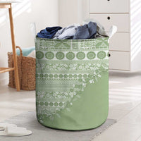 Fiji Marau na Kerisimasi Laundry Basket Sage Green Tagimoucia Tapa Masi Tribal LT9 Green - Polynesian Pride