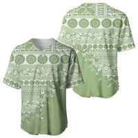 Fiji Marau na Kerisimasi Baseball Jersey Sage Green Tagimoucia Tapa Masi Tribal LT9 - Polynesian Pride