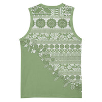 Fiji Marau na Kerisimasi Basketball Jersey Sage Green Tagimoucia Tapa Masi Tribal LT9 - Polynesian Pride