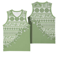 Fiji Marau na Kerisimasi Basketball Jersey Sage Green Tagimoucia Tapa Masi Tribal LT9 - Polynesian Pride