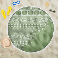 Fiji Marau na Kerisimasi Beach Blanket Sage Green Tagimoucia Tapa Masi Tribal LT9 One Size 150cm Green - Polynesian Pride