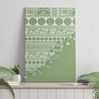 Fiji Marau na Kerisimasi Canvas Wall Art Sage Green Tagimoucia Tapa Masi Tribal LT9 - Polynesian Pride