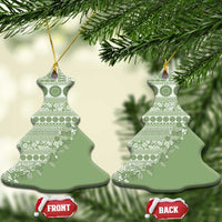 Fiji Marau na Kerisimasi Ceramic Ornament Sage Green Tagimoucia Tapa Masi Tribal LT9 Christmas Tree Green - Polynesian Pride