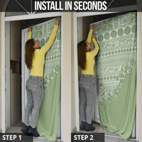 Fiji Marau na Kerisimasi Door Cover Sage Green Tagimoucia Tapa Masi Tribal LT9 - Polynesian Pride