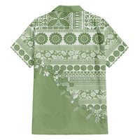 Fiji Marau na Kerisimasi Family Matching Short Sleeve Bodycon Dress and Hawaiian Shirt Sage Green Tagimoucia Tapa Masi Tribal LT9 - Polynesian Pride