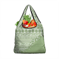 Fiji Marau na Kerisimasi Grocery Bag Sage Green Tagimoucia Tapa Masi Tribal LT9 1-pack One Size Green - Polynesian Pride