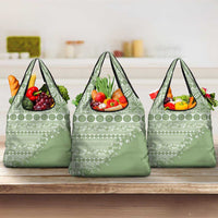 Fiji Marau na Kerisimasi Grocery Bag Sage Green Tagimoucia Tapa Masi Tribal LT9 3-pack One Size Green - Polynesian Pride
