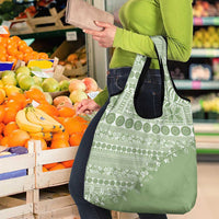 Fiji Marau na Kerisimasi Grocery Bag Sage Green Tagimoucia Tapa Masi Tribal LT9 - Polynesian Pride