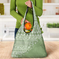 Fiji Marau na Kerisimasi Grocery Bag Sage Green Tagimoucia Tapa Masi Tribal LT9 - Polynesian Pride