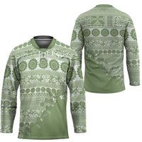 Fiji Marau na Kerisimasi Hockey Jersey Sage Green Tagimoucia Tapa Masi Tribal LT9 - Polynesian Pride